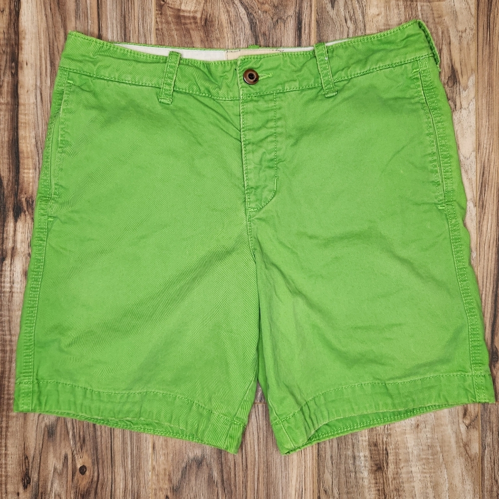 Y2K Hollister Logo Lime Green Cotton Chino Shorts 32 Preppy